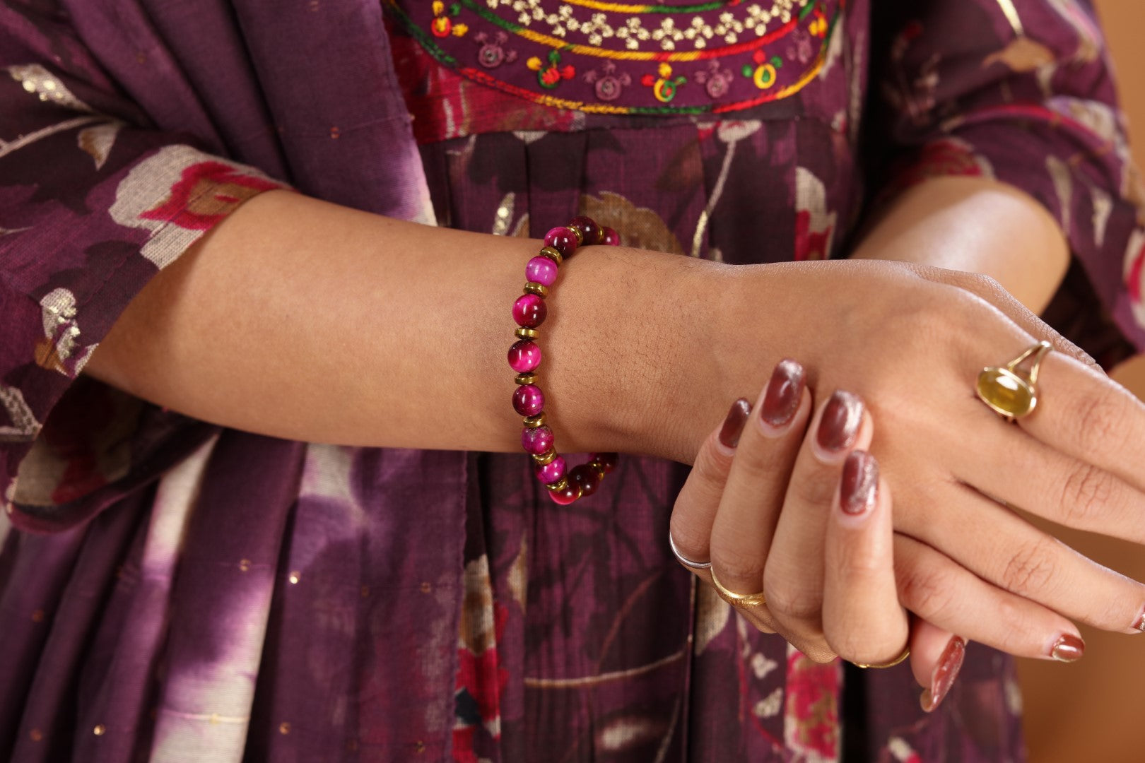 Pink Tiger Eye & Hematite Empowerment Bracelet