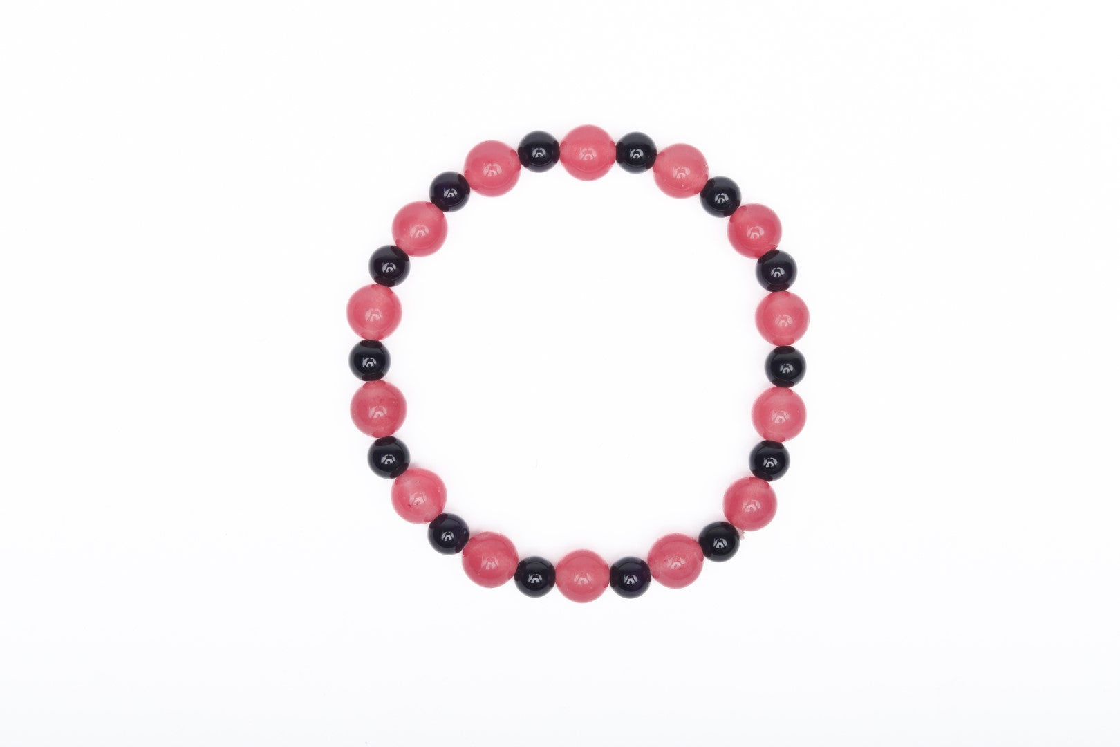 Strawberry Quartz & Black Tourmaline Bracelet